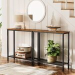 HOOBRO 29.5″ Narrow Console Table, Entryway Table with Shelf, Thin Sofa Table, Side Table, Display Table, for Hallway, Living Room, Bedroom, Foyer, Rustic Brown and Black BF74XG01