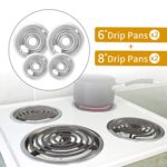 COZZIVITA 4-Piece Drip Pans Set – Compatible with GE Stoves – Chrome Finish Electric Stove Burner Drip Pans – 2 x 6inch, 2 x 8inch Stove Drip Pans – GE Stove Drip