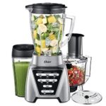 Oster Blender | Pro 1200 with Glass Jar, 24-Ounce Smoothie Cup and Food Processor Attachment, Brushed Nickel – BLSTMB-CBF-000 & 2-Slice Toaster with Advanced Toast Technology, Stainless Steel