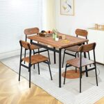 Hooseng Dining Table Set for 4, 5 Piece Rectangular Dining Room Table Set with Metal Frame and Wood Tabletop, Kitchen Table Set with 4 Chair for Small Space, Breakfast Nook and Apartment