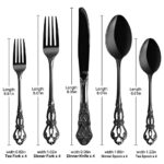 Retro Royal 20 Pieces Black Stainless Steel Silverware Set,Anti-rust Flatware Cutlery Set for 4,Luxury Kitchen Utensil Tableware Set Include Fork Spoon Knife,Mirror Polished Dishwasher Safe