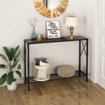 Tajsoon Console Table, Industrial entryway Table, Narrow Sofa Table with Shelves,Entrance Table for Entryway, Hallway, Living Room, Foyer, Corridor, Office, Rustic Brown and Black