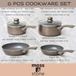 Moss & Stone 6 Piece Nonstick Cookware Set, Aluminum Pots and Pans, Pots and Pans Set with Glass Lid, Induction Cookware