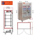 WESTLAKE 54″ W Commercial Refrigerator Merchandiser 2 Glass Door 2 Section Stainless Steel Reach-in Glass Door Upright Fan Cooling for Restaurant, Bar, Shop, etc 49 Cu.ft