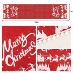 Christmas Table Runner with Christmas Trees elk Prints, Red White Linen Christmas Runner for Table Xmas Holiday Party Kitchen Dining Table Decoration for Home Decor (12 x 106 Inch)-Red