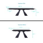 Extendable Dining Room Table, Suitable for 6-10 Seats, Modern Style, Retractable, Solid Carbon Steel Base, 35.4″ D x 63″(+31.5″) W x 30″ H, Dark Grey