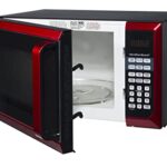Stainless Steel 0.9 Cu. Ft. Black Microwave Oven 900W (Red)