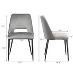 Comfy to go Dining Chairs Set of 6, Gray Velvet Dining Chairs, Mid Century Modern Dining Chairs, Upholstered Chairs for Dining Room, Kitchen – 18.5″ D x 18.5″ W x 32.5″ H (Grey)