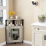 Tiaoheka Corner Cabinet, Storage Cabinet with Door & Adjustable Shelves, Free-Standing Storage Organizer for Small Space in Living Room/Bedroom/Kitchen