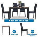 Tassullo Dining Table with 4 Chairs, 5pcs Kitchen Table Set for Dining Room, Dinette, Breakfast Nook, MDF Tabletop and PU Leather Chair (Table & Chair Set)