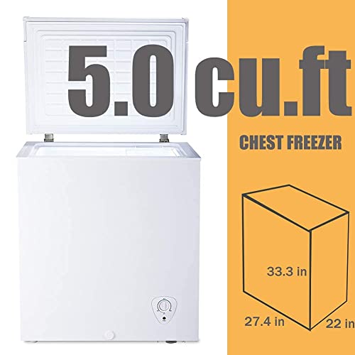 Smad Chest Freezer 5 cu ft Mechanical Control with Removable Basket Top