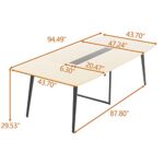 Loomie 8FT Dining Table for 6-12 Person, 94.49″ L Boat Shaped Kitchen Table with Heavy Duty Frame, Dining Room Table with Grommets for Kitchen, Dining Room