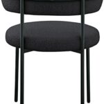 Meridian Furniture Beacon Collection Modern | Contemporary Boucle Fabric Upholstered Dining Chair with Matte Black Metal Frame, Set of 2, 22″ W x 21″ D x 30″ H