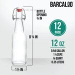 Barcaloo 12oz Clear Glass Beer Bottles for Home Brewing – Set of 12 with Flip Caps for Beer Bottling