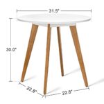 CTG Small Kitchen Table – 31.5″ Round Dining Table, White Table with Walnut Wood Finish, Mid Century Modern Style for Dinning, Dinner, Breakfast, Narrow Space, 2 to 4 People (White)
