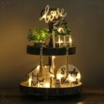 Tiered Tray Decor 10 Pieces Farmhouse Decor for Tiered Tray, White Exquisite Relief Design Sign Rustic Table Ornaments for Kitchen Table Decoration, Housewarming Gift (Tiered Tray NOT Included)