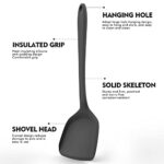 Dishwasher Safe Silicone Cooking Utensils Set – 446°F Heat Resistant Basic Silicone Kitchen Utensils,Turner Tongs, Spatula, Spoon, Brush, Whisk, Gadgets Tools for Nonstick Cookware (BPA Free – Grey)