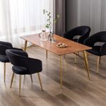 QUINJAY Modern Velvet Dining Chairs Set of 6, Upholstered Gold Dining Chairs with Hollow Back, Dining Room Chairs with Gold Legs, Accent Armrest Chairs Kitchen Chairs for Living Room Reception Black