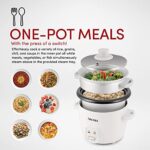 Aroma Housewares 4-Cup (Cooked) / 1Qt. Rice & Grain Cooker with Automatic Warm Mode, Steamer, One-Touch Operation, White (ARC-302-1NG),2 cup (uncooked rice)