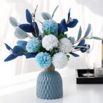 NAWEIDA Artificial Flowers with Vase Faux Hydrangea Flower Arrangements for Home Garden Party Wedding Decoration