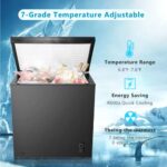 R.W.FLAME Chest Freezer 7.0 Cubic Feet, Deep Freezer, Adjustable Temperature, Energy Saving, Top open Door Compact Freezer, Black