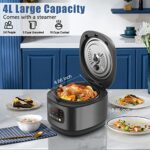 Topwit Rice Cooker 8 Cups Uncooked, 4.2Qt Non-Stick Rice Maker with Food Steamer, 8 in 1 Smart Control Rice Cooker with 24H Delay Start & Keep Warm Function, Slow Cooker for Soup, Stew, Grain, Oatmeal