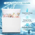 R.W.FLAME Chest Freezer 7.0 Cubic Feet, Deep Freezer, Adjustable Temperature, Energy Saving, Top Open Door Compact Freezer (7.0 Cubic Feet, White)