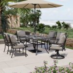 Grand patio 7 Pieces Outdoor Dining Set,Patio Dining Furniture Set with 4 Fixed Dining Chairs&2 Patio Swivel Chairs and 1 Rectangular Dining Table
