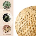 Yarra Decor Rattan Pendant Light with Dimmable Switch, 15ft Hemp Cord Handwoven Boho Bamboo Rattan Lamp Shade Plug in Hanging Light, Rattan Light Fixture for Kitchen Island,Dining Room(Bulb Included)5