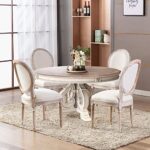 COLAMY French Country Dining Chairs Set of 6, Upholstered Farmhouse Dining Room Chairs with Round Back, Solid Wood Legs, Accent Side Chairs for Kitchen/Living Room/Bedroom – Beige