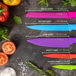 nuovva Kitchen Knife Set With Color Coding 5 Piece Colored Knives Set Stainless Steel Dishwasher Safe
