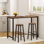 HOOBRO Bar Stools, Set of 2 Bar Chairs, 25.8″ Height Stools, Breakfast Bar Stools, Industrial Kitchen Bar Chairs, for Dining Room, Kitchen, Bar, Solid and Stable, Rustic Brown and Black BF07BY01