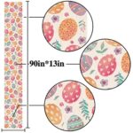 Nepnuser Linen Happy Easter Table Runner 90 inches Long Spring Easter Egg Decoration Farmhouse Home Dining Room Kitchen Table Decor