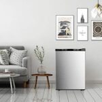 Antarctic Star Compact Chest Upright Freezer Single Door Reversible Stainless Steel Door, Compact Adjustable Removable Shelves for Home Office, 2.1 cu.Silver