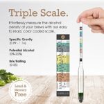 Brewer’s Elite Hydrometer – for Home Brew Beer, Wine, Mead and Kombucha – Deluxe Triple Scale Set, Hardcase and Cloth – Specific Gravity ABV Tester