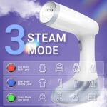 Steamer for Clothes, Handheld Clothes Steamer with Ironing Glove, 1350W Powerful 30S Fast Heat Up Portable Travel Steamer with 380ml Water Tank, 3 Steam levels Clothing Garment Steamer, Steam Iron Fabric Wrinkle Remover with Brush for Home and Travel