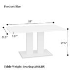 HIPIHOM Modern 59” Kitchen Dining Table and Chairs for 6, 7 Pieces Rectangular Dining Table Set for Home, Kitchen, Living Room, Dining Room (Table+6 White Chairs)