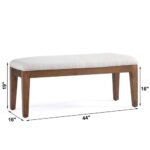 HUIMO Upholstered Entryway Bench, Bedroom Bench for End of Bed, Dining Bench with Padded Seat for Kitchen, Living Room, Fabric Solid Wood Indoor Bench (Beige)