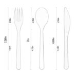 TashiBox [150 Plastic Cutlery Set] 50 Disposable Clear Forks, 50 Disposable Spoons, 50 Disposable Knives, Heavyweight Cutlery