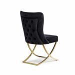 Ottomanson Royal Collection Dining Chair, Set of 4, Microfiber, Black/Gold Legs