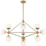 Possini Euro Design Gable Soft Gold Hanging Chandelier Lighting 40 1/2″ Wide Mid Century Modern Sputnik Frosted Glass Globe Shade 10-Light Fixture for Dining Room House Foyer Entryway Kitchen