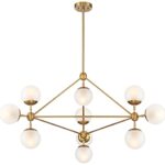 Possini Euro Design Gable Soft Gold Hanging Chandelier Lighting 40 1/2″ Wide Mid Century Modern Sputnik Frosted Glass Globe Shade 10-Light Fixture for Dining Room House Foyer Entryway Kitchen