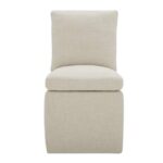 Amazon Brand – Stone & Beam Vivianne Modern Upholstered Armless Dining Chair with Casters, 19.7″W, Linen