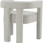 Meridian Furniture Athena Collection Modern | Contemporary Boucle Fabric Upholstered Accent | Dining Chair, 25″ W x 21″ D x 27″ H, Cream