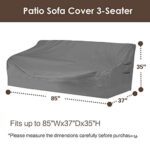 Vailge Heavy Duty Patio Sofa Cover, 100% Waterproof 3-Seater Outdoor Sofa Cover,Lawn Patio Furniture Covers with Air Vent and Handle,85″ Wx 37″ Dx 35″ H,Grey