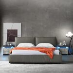 i-aplus Nightstand Set of 2 LED Nightstand with 2 Drawers, Bedside Table with Drawers for Bedroom Furniture, Side Bed Table with LED Light, Grey