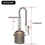 YUEWO 5.8Gal/22Litres Pure Copper Lid Still Alcohol Distiller Wine Making Kit Home Brewing Kit for DIY Whisky Wine Brandy Gin Vodka (Produce 92% ABV)