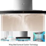 FOTILE EMS9018 36″ Wall-mount Range Hood | Touchscreen | 2 Speed-settings and Auto-Turbo Function | Delay Off Function | LED Light