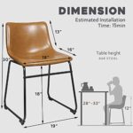 Waleaf Dining Chairs,Faux Leather Dining Chairs Set of 2,18 Inch Kitchen Dining Room Chairs with Backrest and Metal Leg,Mid Century Modern Armless Chair,Upholstered Seat.…