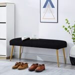 Ball & Cast Upholstered Bench, 44″W, Black – Taper Leg